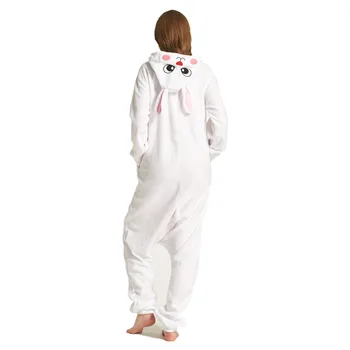 Voksne Polar Fleece med Hvid Kanin-Dyr Kigurumi Kvinders Mænds Onesies Pyjamas Cosplay Kostume til Halloween og karnevalsfesten