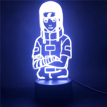 Naruto Anime LED Nat Lys for Kids Soveværelse Neji Hyuga Figur 3D-Lampe Nightlight for Børn Farverige bordlampe Xmas Gaver