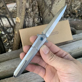 SAMSEND Bære en sammenfoldelig kniv D2 stål TC4 titanium legering håndtag Mini Udendørs Fiskeri kniv edc værktøj