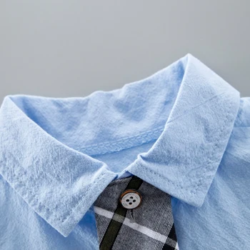 Nye Sommer 2021 drengens Tøj Sæt Plaid Revers Kort Ærme T-shirt og Shorts, To-stykke, der Passer til fødselsdagsfest Fotografering