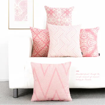Dekorative Smide Pillow Cover Pink Geometrisk Mønster pudebetræk Dekoration Til Pige Soveværelse Sofa Bil Funda Cojines 45x45