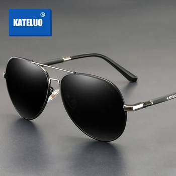 KATELUO 2020 Classic Herre Militære Kvalitet Solbriller, Polariserede Linse UV400 Mandlige Sol Briller Pilot Briller for at Køre 6600