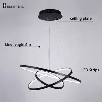 Sorte Ringe Led Lysekroner AC110V 220V Lysekrone LED-Belysning Til Stue Spisestue Køkken Restaurant Kampprogram