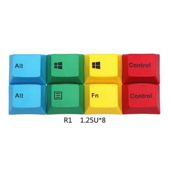 8stk 1.25 U PBT-Dye Sublimation Tasterne Mekanisk Tastatur Tasterne for Cherry MX Skifte R1 Tasterne M5TB