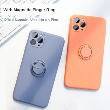 Flydende Silikone Case til iPhone 11 Pro Max antal XS-XR-X 8 7 6 6S Plus SE 2 SE2 SE 2020 Magnetiske Finger Ring Stand Holder bagcoveret