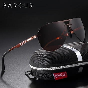 BARCUR Pilot Polariserede solbriller Mænd Kørsel Solbriller Brand Designer Sports Briller