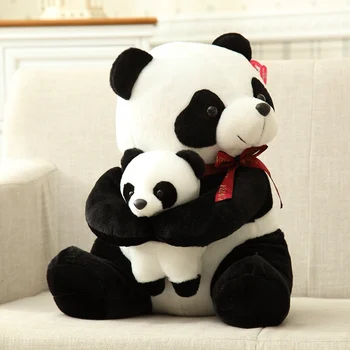 25-50cm Store Størrelse Dejlige Far, Søn Panda-Plys Legetøj Kids Bløde Charms Udstoppede Dyr Pude Plys Legetøj Dukke Med Rød Sløjfe Plys Legetøj