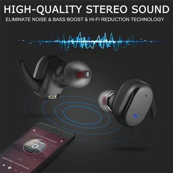TWS4 Bluetooth-5.0 Øretelefoner, Trådløse Hovedtelefoner, Øretelefoner Til iphone og Android-MASSE! Høj kvalitet hovedtelefoner lyd kvalitet