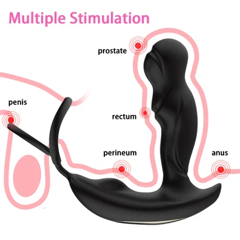 Mandlige Prostata Massage Vibrator Anal Plug Silikone, Vandtæt G-Spot Stimulator Butt Plug Forsinke Ejakulation Cock Ring Stykke Legetøj For Mænd