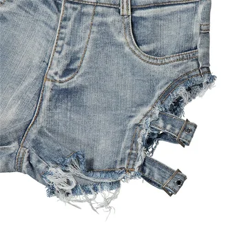 Høj talje, Sexede Kvinder jeans af denim shorts 2018 Sommeren lace-up Damer Tynde denim bomuld brudt hul super korte cowboybukser Piger