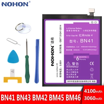 NOHON Batteri Til Xiaomi Redmi Bemærk 2 3 4 4X 5 BN41 BN43 BN45 BM45 BM46 Udskiftning Mobiltelefon Batterier Reelle Kapacitet Batería