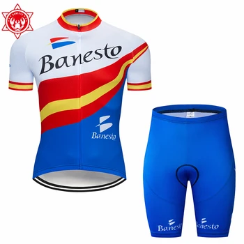 Banesto 2020 Nye Sommer Trøje Sæt Åndbar Team Racing Sports Cykel Trøje til Mænd Cykling Tøj Kort Bike Jersey