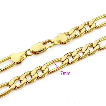 Guld Halskæde Kæden Real 18 k Gul G/F Solid Mænds Figaro Link Design 24'