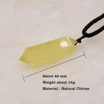 Naturlig Citrin kvarts krystal Vedhæng Gul creastly dobbelt point healing Sekskantet Magiske smykker Halskæde Behandling gemstone