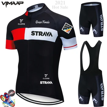 2021 Team STRAVA trøje mænd cykling sæt Maillot Ropa Ciclismo Jersey Mænd Sommeren Bike Jersey Sat bike Cykel Bære MTB
