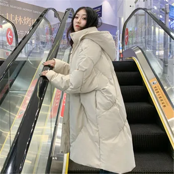Mode Dunjakke 2020 ny dame Vinter Tøj Tyk Bomuld-polstret Jakker koreanske Løs mid-længde Varm Hooded Coat B571