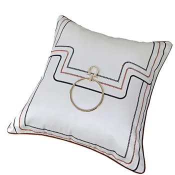 DUNXDECO pudebetræk Dekorativ Firkantet Pude Tilfælde Moderne Luksus Simple Geometriske Broderi Hvid Blå Farve Sofa Coussin