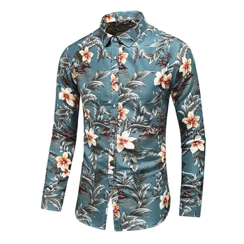 LIFENWENNA Mænds Shirt Efteråret Nye Mode blomstrede langærmet Shirts til Mænd Casual Business Kontor Blomstrede Skjorter Mand M-7XL