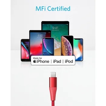 Anker USB-C til Lightning Kabel,Mfi-Certificeret,Powerline+ II Flettet Nylon,til iPhone 11/11 pro/X/XS osv, Understøtter Power Levering