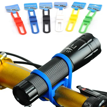 Vej Cykel Cykelstyr Støtte Lampe Stå Cykling Elastisk Silica Gel Bandage Cykel Forlygte Lommelygte Torch Light Holder