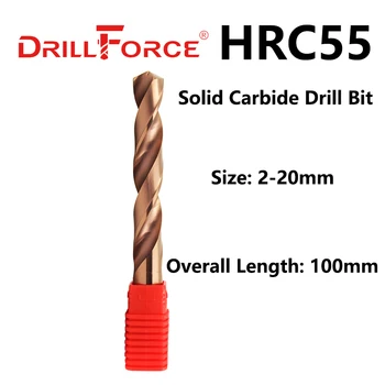 Drillforce 1PC 2mm-20mmx100mm OAL HRC55 Solidt Hårdmetal-spiralbor Sæt, spiralspor Twist Bor Lidt For Hård Legering af Rustfrit Værktøj