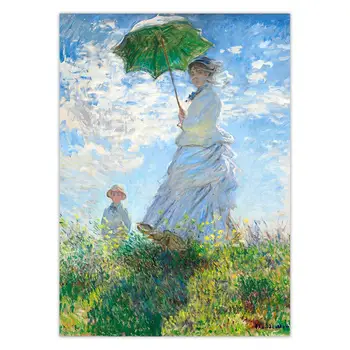 Claude Monet-Maleri Vintage Plakat Kvinde med en Parasol Madame Monet og Hendes Søn Illustartion Lærred Print kunst på væggene i Hjemmet Indretning
