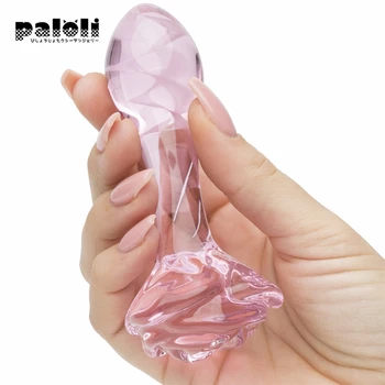 Glas Dildo Fuldt Flor Lille Rose Glas Butt Plug Pink Krystal Wand Glas Anal Butt Plug Masturbator sexlegetøj til Kvinde