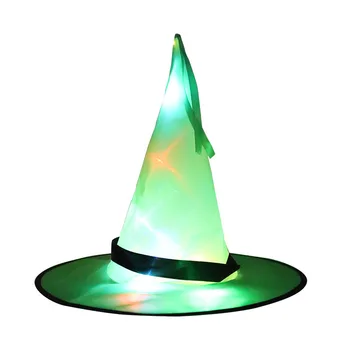 Halloween Witch Cap med LED-Lys-Lyse Hekse Hat Belysning Dekoration Blank H7JP