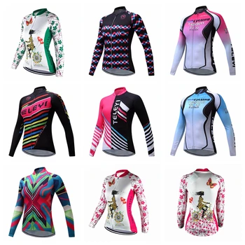 Cykling jersey Kvinder Bike jersey med lange ærmer Kvindelige MTB Top Pro Team Ropa Ciclismo Maillot Riding Shirts Åndbar Pink Bluse