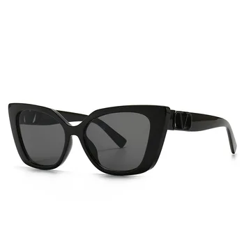 2020 Luksus Brand Designer Mode Overdimensionerede Cat Eye Solbriller Kvinder Vintage Metal Nitte Gradient Sol Briller Sexet Dame UV400