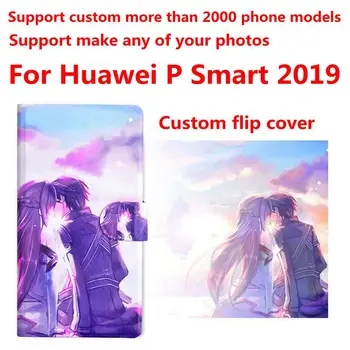 DIY Telefon taske Personlige brugerdefinerede foto Billede PU læder flip cover til Huawei S Smart 2019