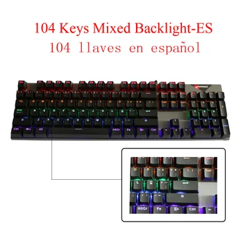 Eagiacme 104 Nøgler RU/spansk/fransk/DA Mekanisk Gaming Tastatur RGB-Baggrundsbelyst Blå Skifte Til Bærbar PC Spil