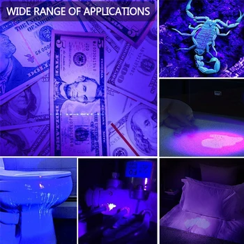 UV-Lommelygte Ultra Violet Lys med Zoom ind og Zoom ud Bærbare UV-Lys Pet Urin Pletter Detektor Scorpion Bruge 14500 batteri