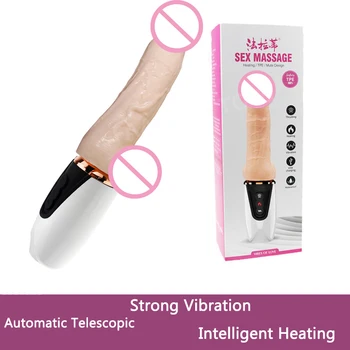 Nye Intelligente Varme Kraftfulde Stor Dildo Vibratorer Til Kvinder Automatisk Sex Maskine Teleskopisk Penis G-Spot Stimulation Kvindelige