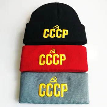 Broderi CCCP Mænd Strikkede Hat Hip Hop Rusland Vinter Skullies Beanie Hip-hop Varm Kvinder Hat Bonnet Udendørs Sport Mandlige Opbevaring af Hætte