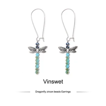 Naturlig krystal kvarts perler Drop øreringe smykker Trendy fashionable dragonfly vedhæng øreringe smykker gaver engros