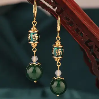 Den etniske Mode Klassiske vintage Cloisonne grønne øreringe drop ørering Enkel Kinas vind øreringe til kvinder Smykker