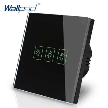 Væggen Touch Skifte Med Fjernbetjening Og Wifi Kontrol Wallpad Sort Hærdet Glas Panel 1/2/3 Bande 110-250V