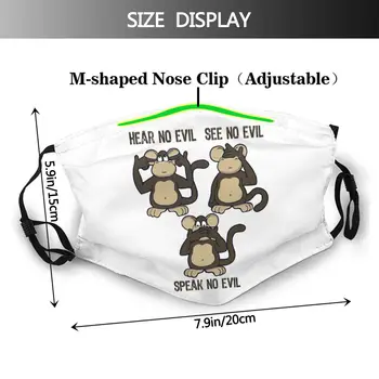 Chimpanse Munden Ansigt Maske Hører Ingen Onde Aber Facial Mask Voksen Kawai Rart med 2 Filtre Maske
