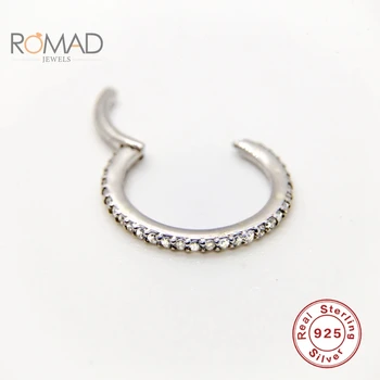 ROMAD 925 Sterling Sølv Smykker, Øreringe Hoops Zircon Næse Ring, Brusk Øreringe, Diamant Øreringe koreanske Pendientes