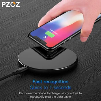 PZOZ standbylys 10w trådløse oplader Qi trådløse oplader Pad til iphone Xs Antal XR Samsung S10 Note 9 Hurtige Trådløse Oplader