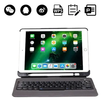 Etui Til iPad 2017/2018 9.7 Aftageligt tastatur W Blyant Holder Stand Læder Cover Til iPad 9.7 tablet Tastatur klavye A1893 A1954