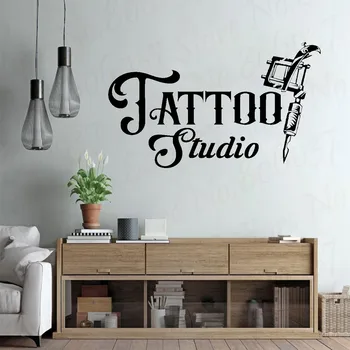 Tattoo Studio vægoverføringsbillede Stue Fashion Style boligindretning Cool Vinyl Skønhedssalon Vindue Logo Aftagelige Mærkat WL1969