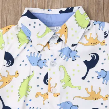 2stk Toddler Dreng Tøj Dinosaur T-shirt, Toppe+Korte Bukser, Sommer Tøj