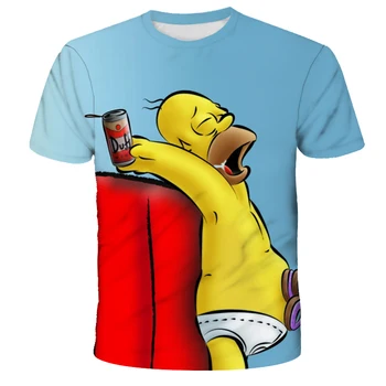 Grænseoverskridende ny hot trend t-shirt 3D digital udskrivning Simpson voksne børn er kort-langærmet t-shirt