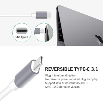 USB-Type-C-HUB USB-C han til USB 2.0 3.0 3.1 Female Adapter Med USB-C PD Oplader strømforsyningen til MacBook Air, Pro 2018