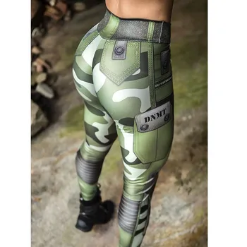 Kvinder Muskel Leggings Army Grøn Camouflage Trykt Sportslige Leggings Kvindelige Push Up Jeggings Femme Bukser Træning