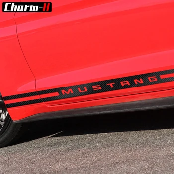 Bil Side Nederdel Forreste til Bageste Bonnet Stripes Indretning Decals 5D Carbon Fiber Vinyl Stickers til Ford Mustang 2009-2013