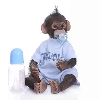 Ny Stil 40cm Genfødt som abe Baby Doll Toy Klud Krop Silikone Blød Realistisk Reborn Dukker Cosplay Aber Børn Gave