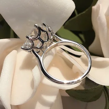 Prinsesse cut 6ct Simuleret Diamant med cz ring i 925 Sterling sølv Løfte Engagement Bryllup Band Ringe til kvinder Party Smykker